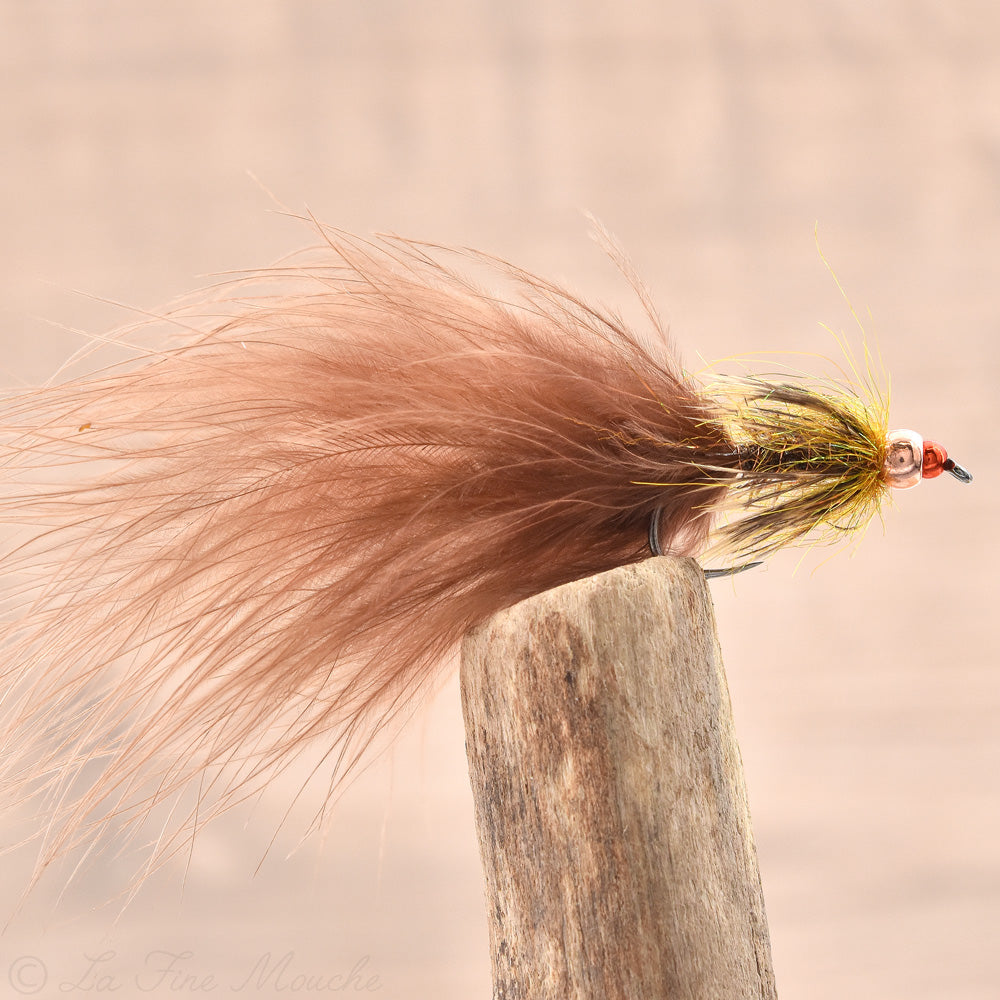 Marabou Brown Double Tungsten Bead Streamer - H8