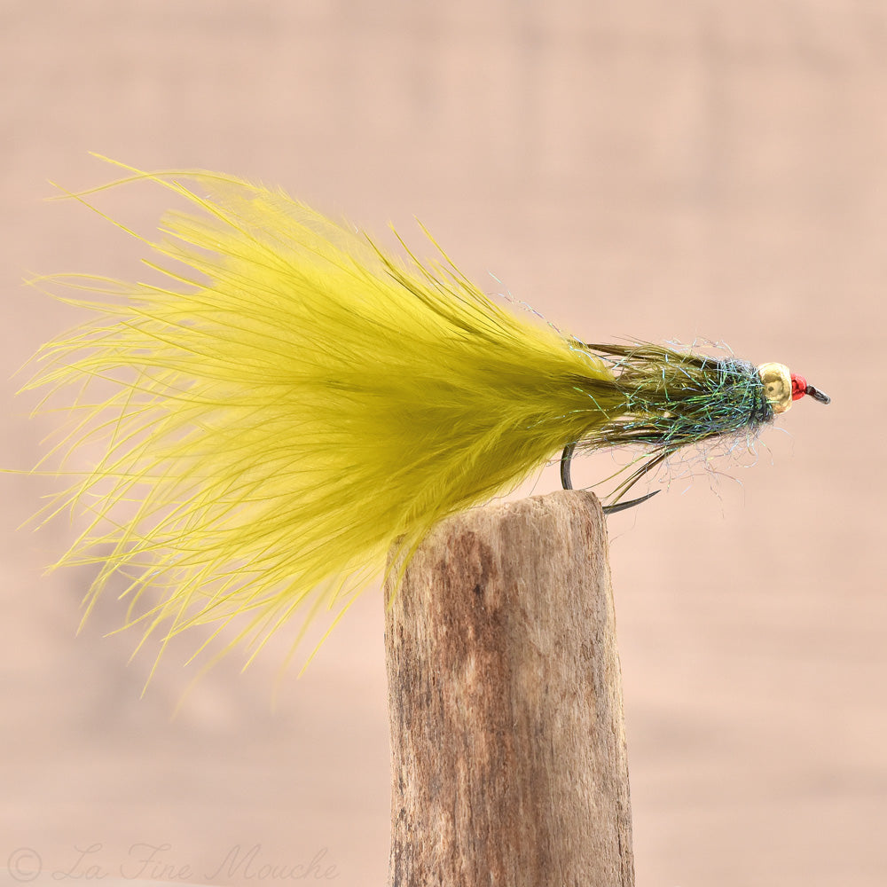 Streamer Marabou OLIVE double tungsten bead - H8