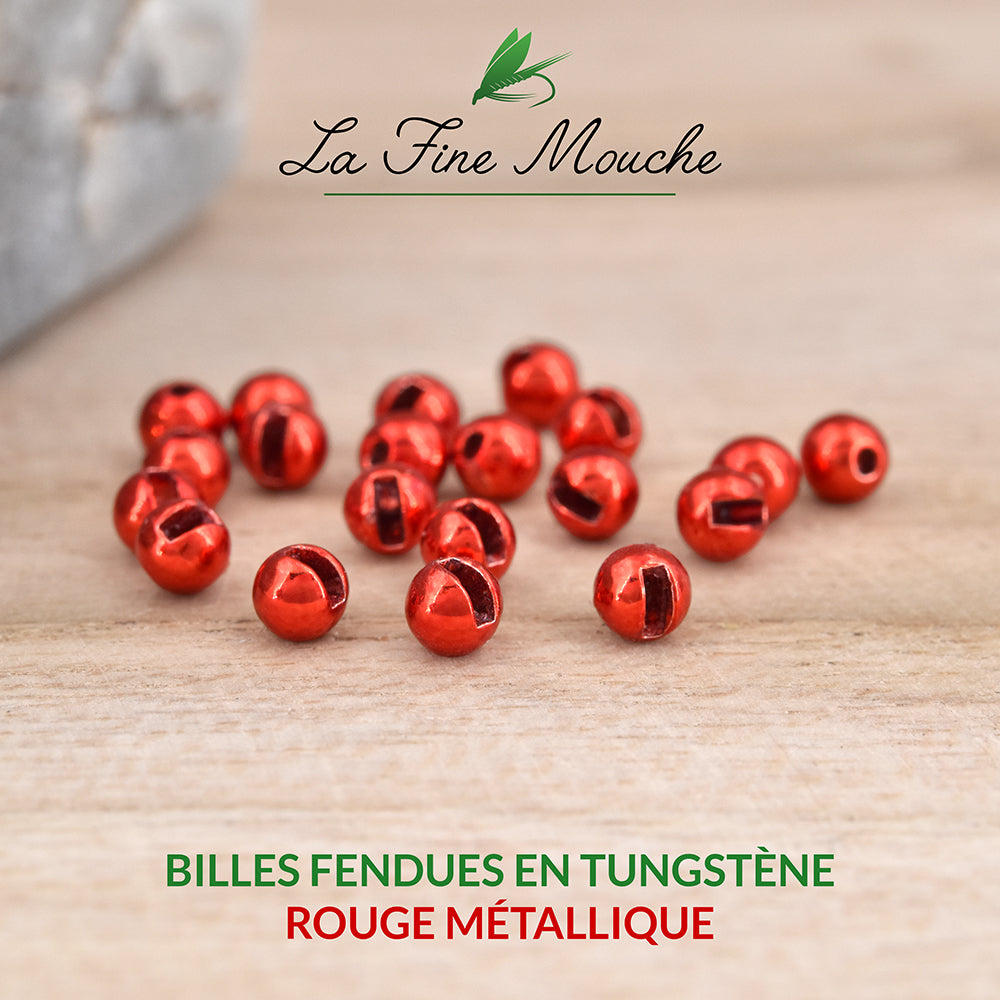 Slotted Tungsten Beads - Metallic Red - 20pcs