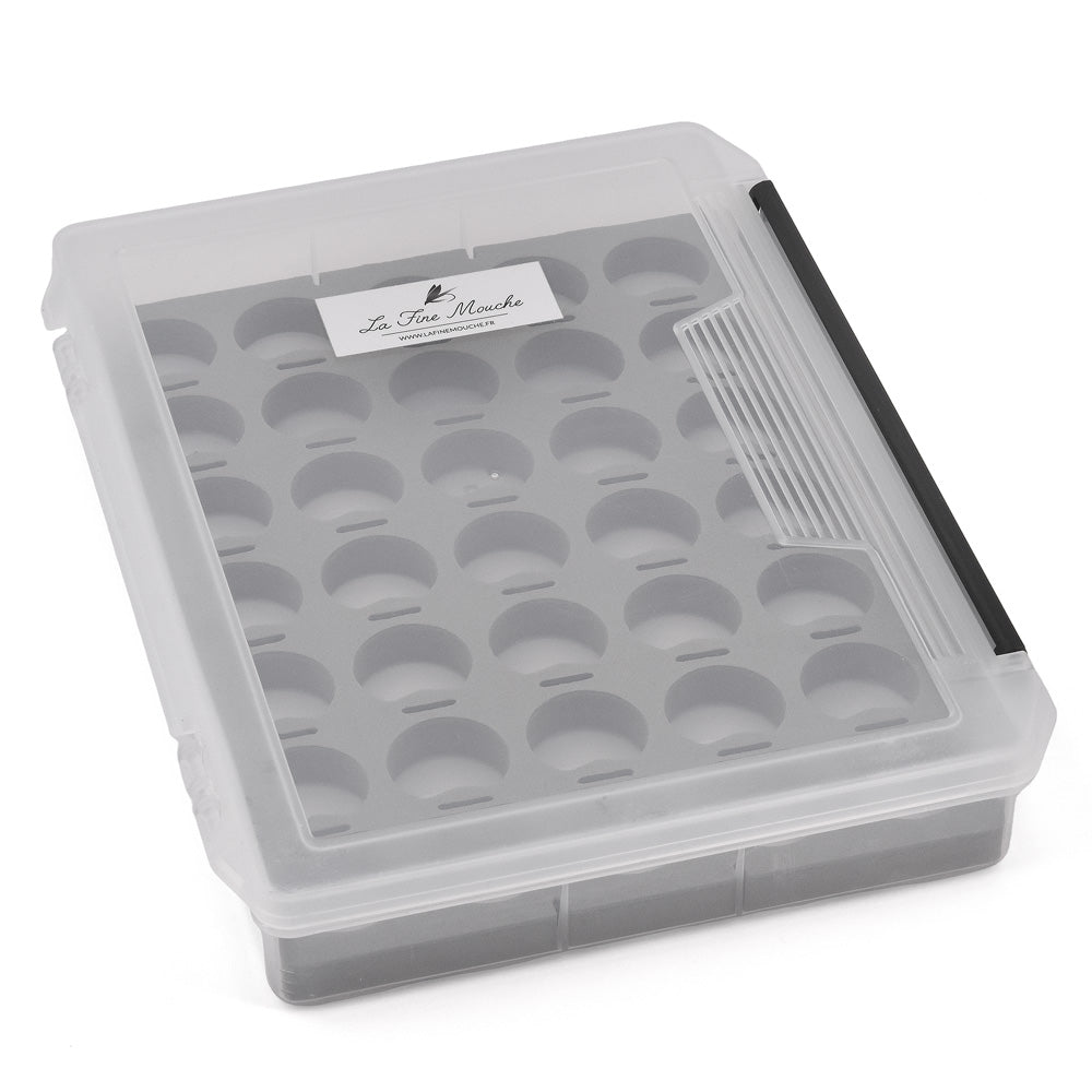 Boîte de rangement pour bobines de fils de montage fly tying