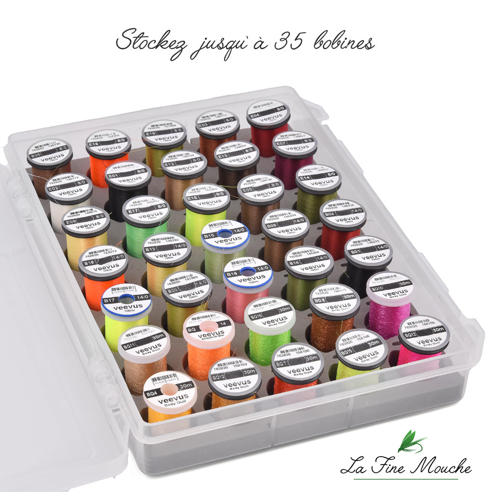 Storage Box for Fly Tying Thread Spools – 35 Slots