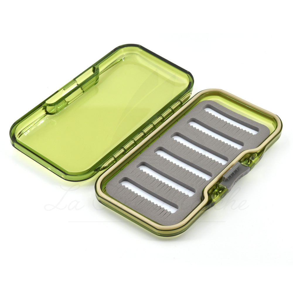 Green Waterproof Fly Box - One Hand Opening - 102 Flies