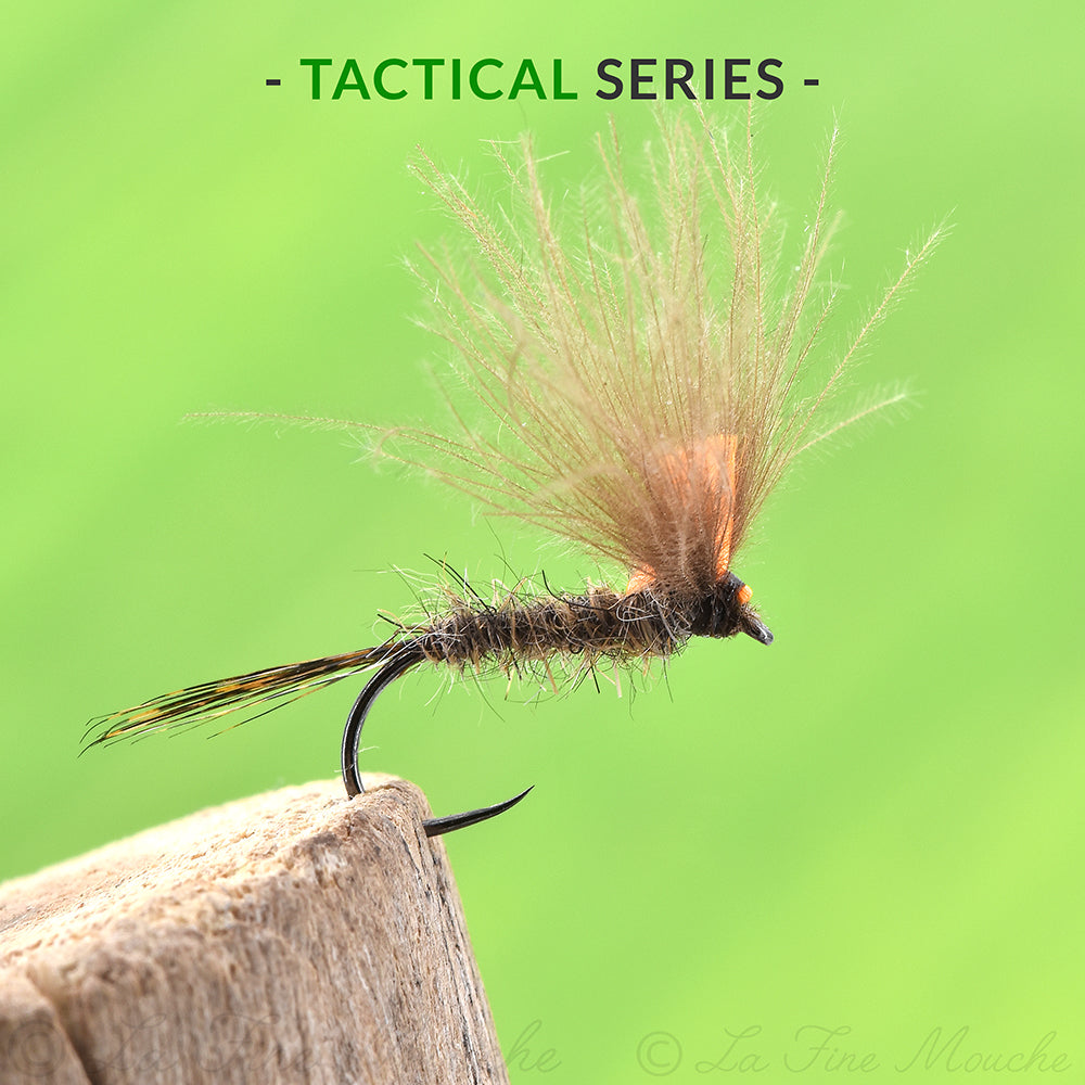 Trockenfliege - Eintagsfliege mit Doppel-Flügel aus CDC - Körper Braun Grau