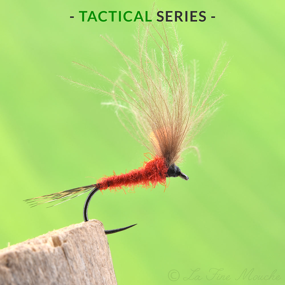 Trockenfliege - Eintagsfliege mit CDC-Doppelflügel - Roter Körper