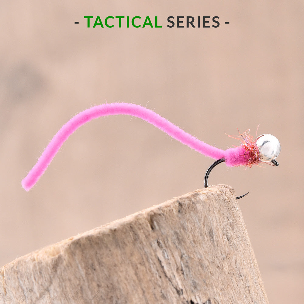 SQUIRMY WORM Rose Fluo - TACTICAL SERIES - Bille Argent