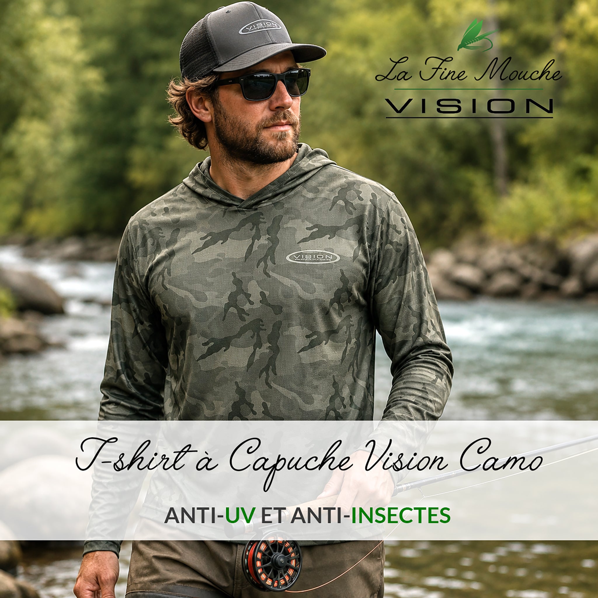 Camiseta con capucha Vision Camo - anti-UV y antiinsectos