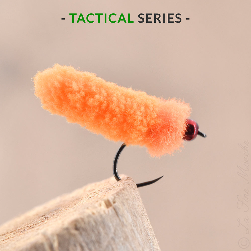 "Mop Fly" Reservoir Fly - Orange Fluo / Red Head