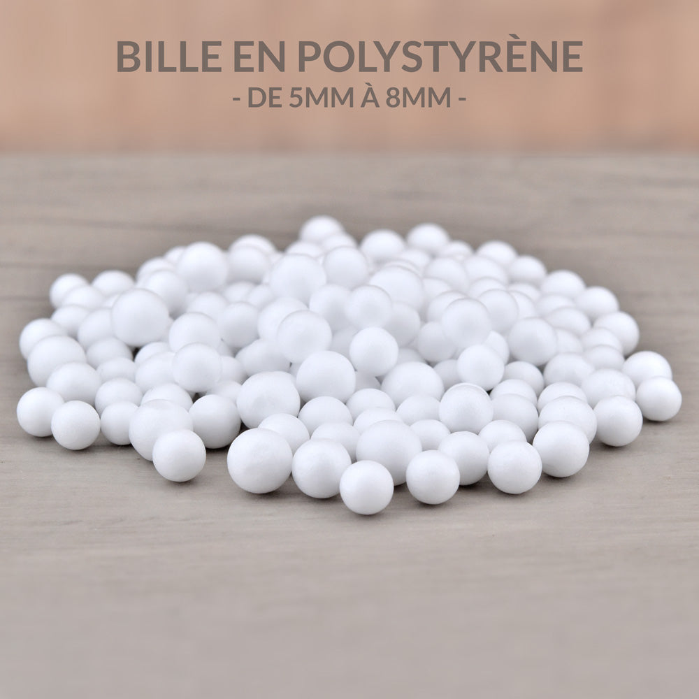 Billes en polystyrène de 5mm à 8mm - Sachet de 0.5 gramme
