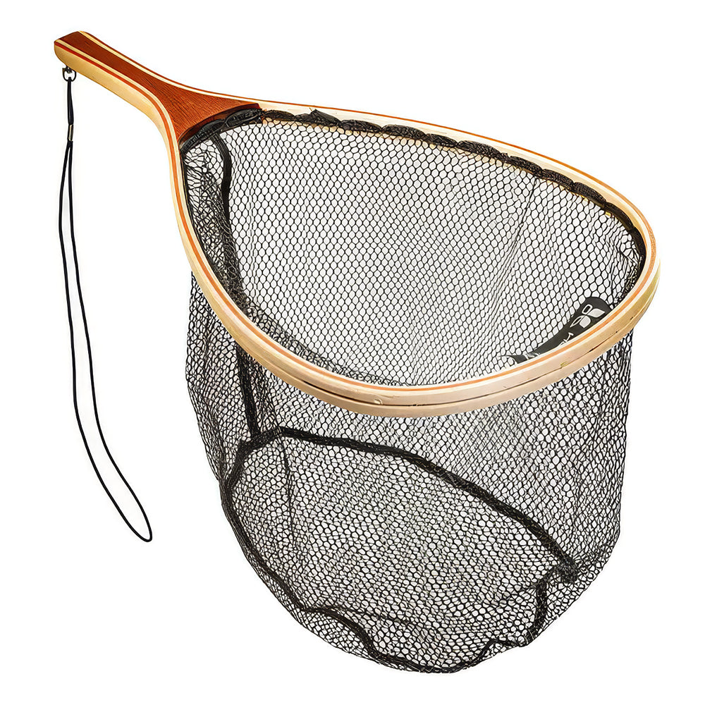 Épuisette en bois Hotfly Basic Plus avec filet caoutchouté sans nœuds - Peche à la Mouche