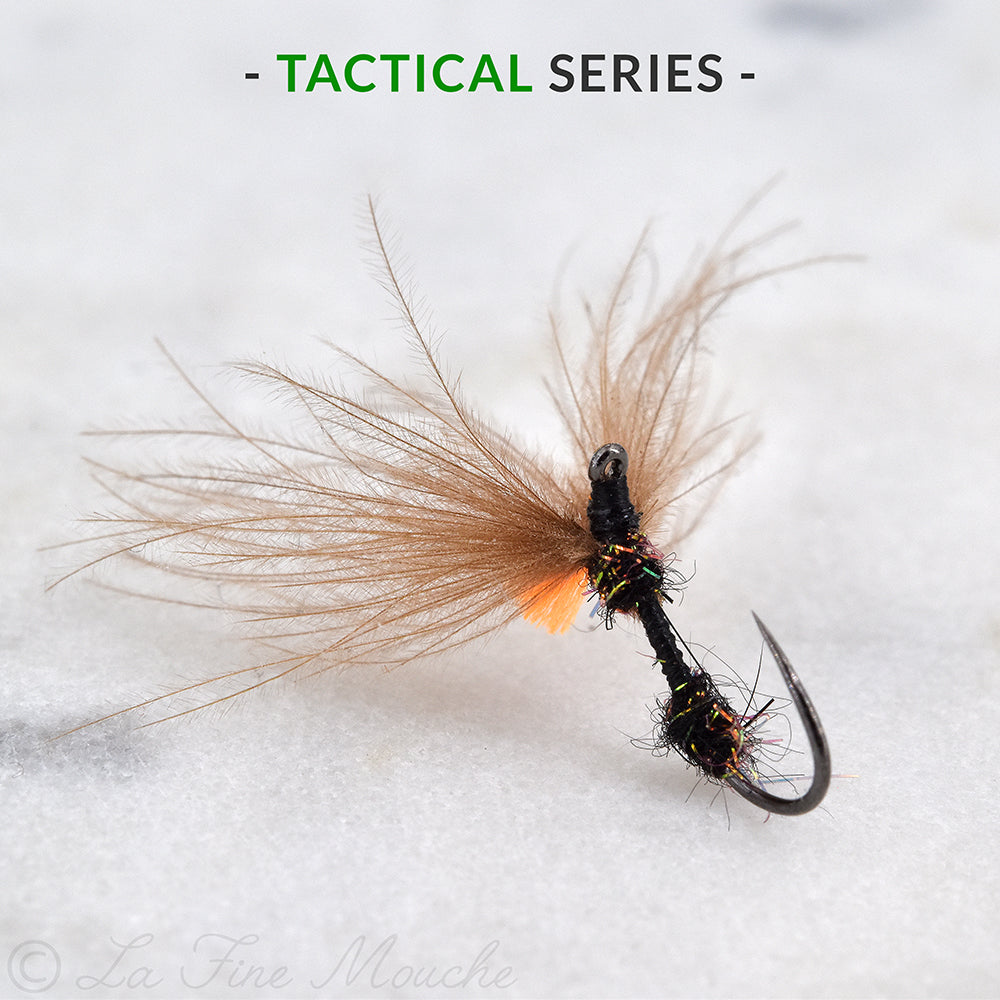 Mosca Seca - Hormiga Negra Alada Bi-Ala CDC - Tag Naranja