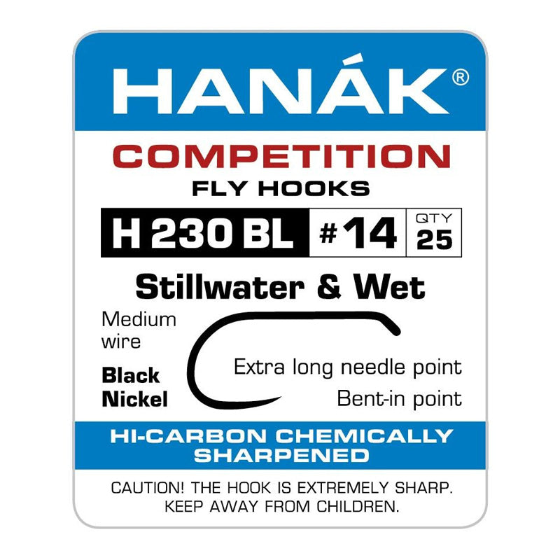 Hameçons H 230 BL - HANÁK x25 - Nymphe / Noyée / Perdigone