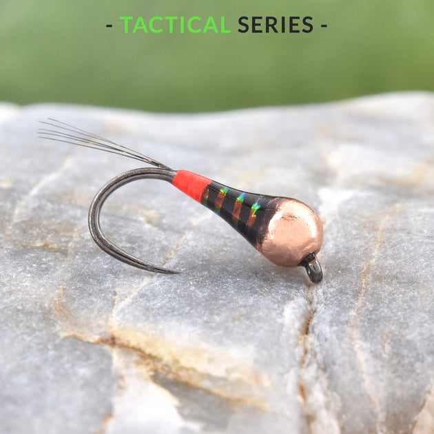 Red Butt Black Perdigon Nymph V2 – Copper Bead