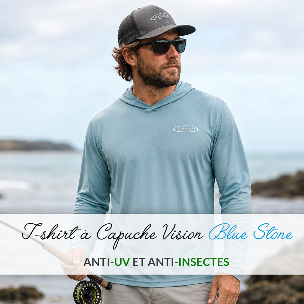 T-shirt à capuche Vision - Stone Blue - Anti-UV et anti-insectes