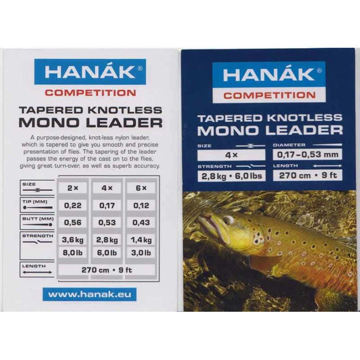 Camo Tapered Leader - HANAK - Tapered Knotless Mono Leader 9ft
